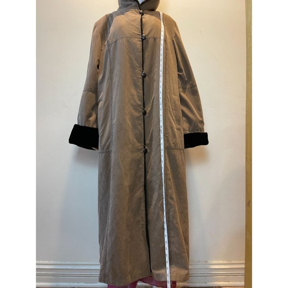 Utex Design Vintage 1980s Womens Long Hooded Coat with Faux Fur Lined Brown SZ L - Picture 4 of 15